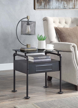 Nicipolis - Nightstand - Glass & Sandy Gray - 23-"