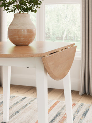 Gesthaven - Natural / White - Round Dining Room Drop Leaf Table