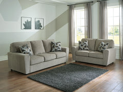 Revamp your sleekly styled living room sanctuary with this sofa and loveseat. Well-suited to contemporary spaces with a calming neutral upholstery in a pewter hue, it makes a subtle design statement in your space whether youâ€™re hosting guests or enjoyin