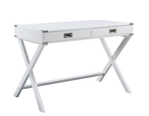  the Amenia Desk will brighten up your workplace with shiny simplicity and handsome finish. The crossing X base gives this table sturdy support while showcases the openness of the design. The desk has a spacious rectangular to