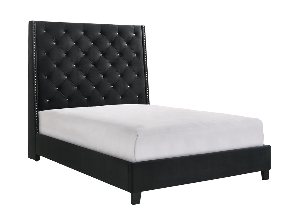 Chantilly-Uph Queen Bed-Black<h4><b>Chantilly - Queen Footboard Rail & Wing - Black</b></h4> <table width="100%"><colgroup><col style="width: 30%"> <col style="width: 70%"> </colgroup> <tbody> <tr> <td>Dimensions</td> <td> 64.90"L x 92.50"D x 67.30"H</td>