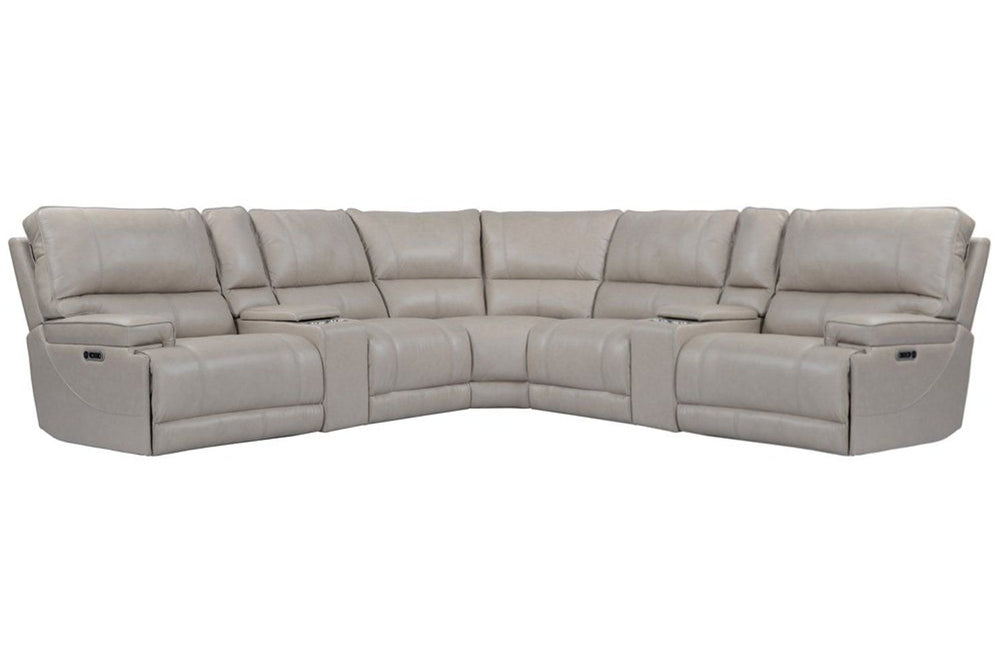 Even commercials are more tolerable when you-'re relaxing in the plush comfort of this six-piece sectional seating group. You-'ll love the luxury of its two power recliners on each end that feature power headrests. Between those, you-'ll find and armless 
