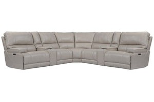 Even commercials are more tolerable when you-'re relaxing in the plush comfort of this six-piece sectional seating group. You-'ll love the luxury of its two power recliners on each end that feature power headrests. Between those, you-'ll find and armless 