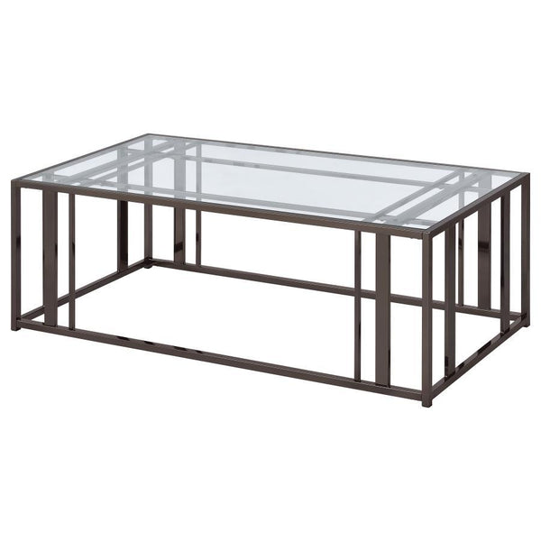 Adri - Rectangular Glass Top Coffee Table - Black Nickel