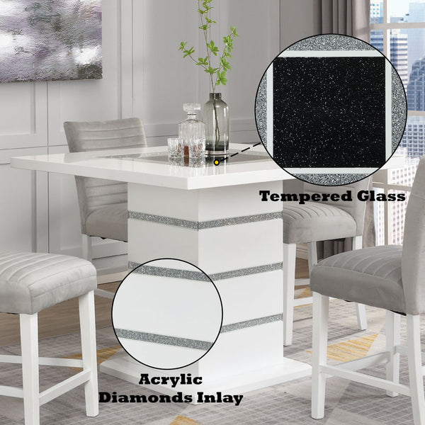 Elizaveta - Counter Height Table - Gray Velvet