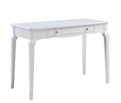 Classic and timeless without being garish. The wooden desk has gently curving details on the aprons and legs for ornate, traditional feel while a attractive finish all over the frame shows it-'s elegant silhouette. The broad rectangular top creats a ample
