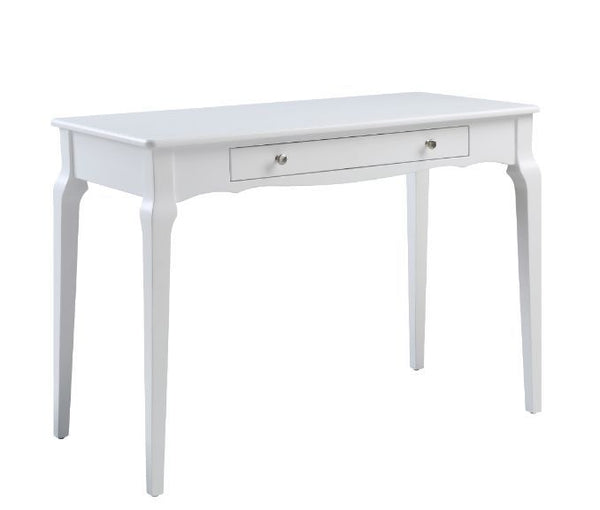 Classic and timeless without being garish. The wooden desk has gently curving details on the aprons and legs for ornate, traditional feel while a attractive finish all over the frame shows it-'s elegant silhouette. The broad rectangular top creats a ample