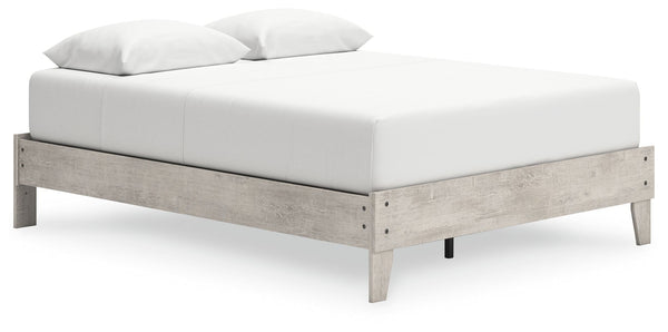 Give casual a new meaning with the chic look of this queen platform bed. A light gray finish over replicated oak grain keeps it laid-back and inviting, as does its minimalist aesthetic. Talk about a delightfully relaxed vibe in your inner sanctum.<br/><br