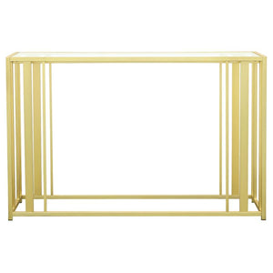 Adri - Glass Top Entryway Sofa Console Table - Matte Brass