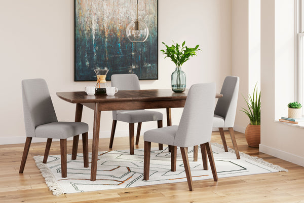 Subtle in design, this dining set is casual, yet timeless. The table invites the eye with a sleek, open frame and has a self-storing extension leaf. The chairs are a refreshed take on retro aesthetics and add an air of playful simplicity to your dining sp