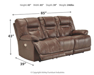 Wurstrow - Umber - PWR REC Sofa with ADJ Headrest
