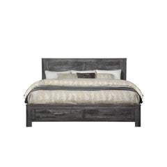 The Vidalia bedroom collection conveys the character of rugged simplicity in living close to nature while maintaining stylish comfort. This collection includes sturdy wood construction, rough sawed plank panels, all rustic gray oak finish. The storage bed