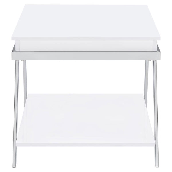 Marcia - Rectangular Side End Table - White High Gloss