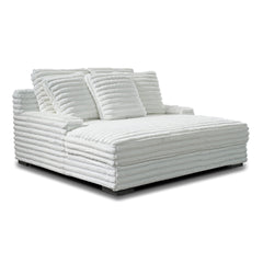 The Embrace Dual Chaise Lounge in white is a luxurious and versatile addition to your home, perfect for both lounging and accommodating guests. Featuring 100% white polyester fabric with a fluffy, blanket-like texture, this chaise lounge is designed for u