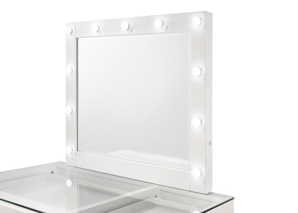 Morgan - Vanity Desk With Glass Top And LED Mirror - White