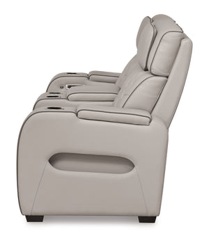 Boyington - Gray - Power Reclining Loveseat with Console/Adj Hdrst