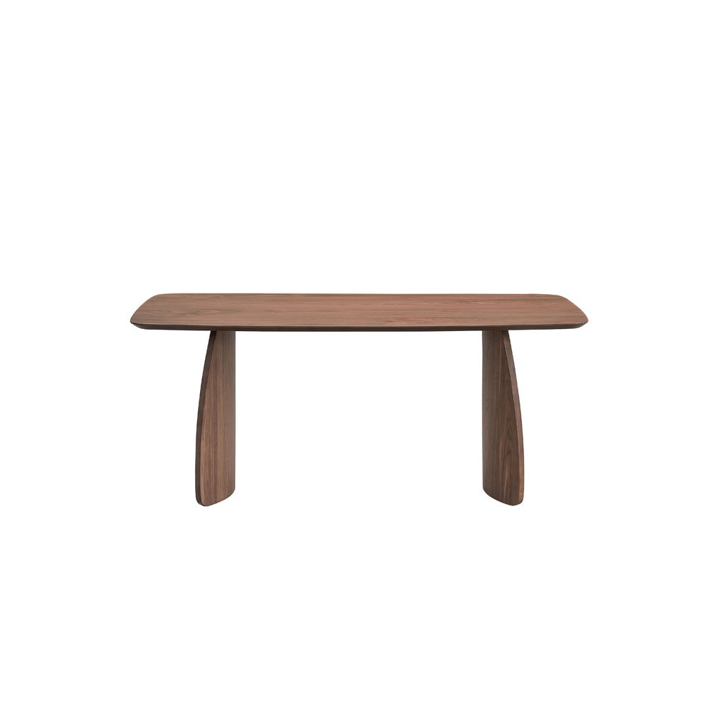 Discover the elegance of the Hadasa dining collection. With its sleek wooden table and matching chairs, this set exudes contemporary charm. The curved design of the table legs and the soft upholstery of the chairs offer both style and comfort. Perfect for