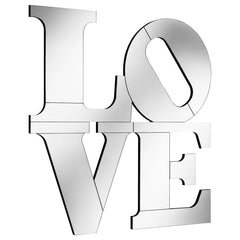 Make a bold and playful statement with this eye-catching wall mirror that spells out â€œLOVEâ€ in mirrored block letters. Inspired by iconic pop art, this contemporary mirror adds a whimsical charm to bedrooms, entryways, or gallery walls. With clean lin