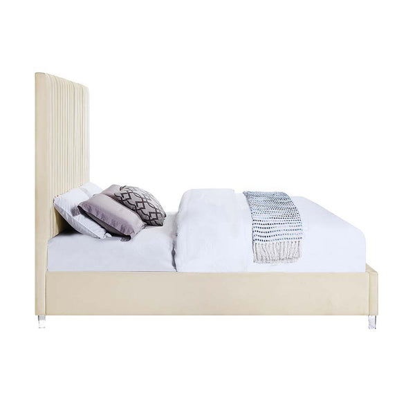 Edzia - Queen Bed - Beige Velvet