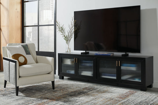  this TV stand is the perfect choice. With a black finish