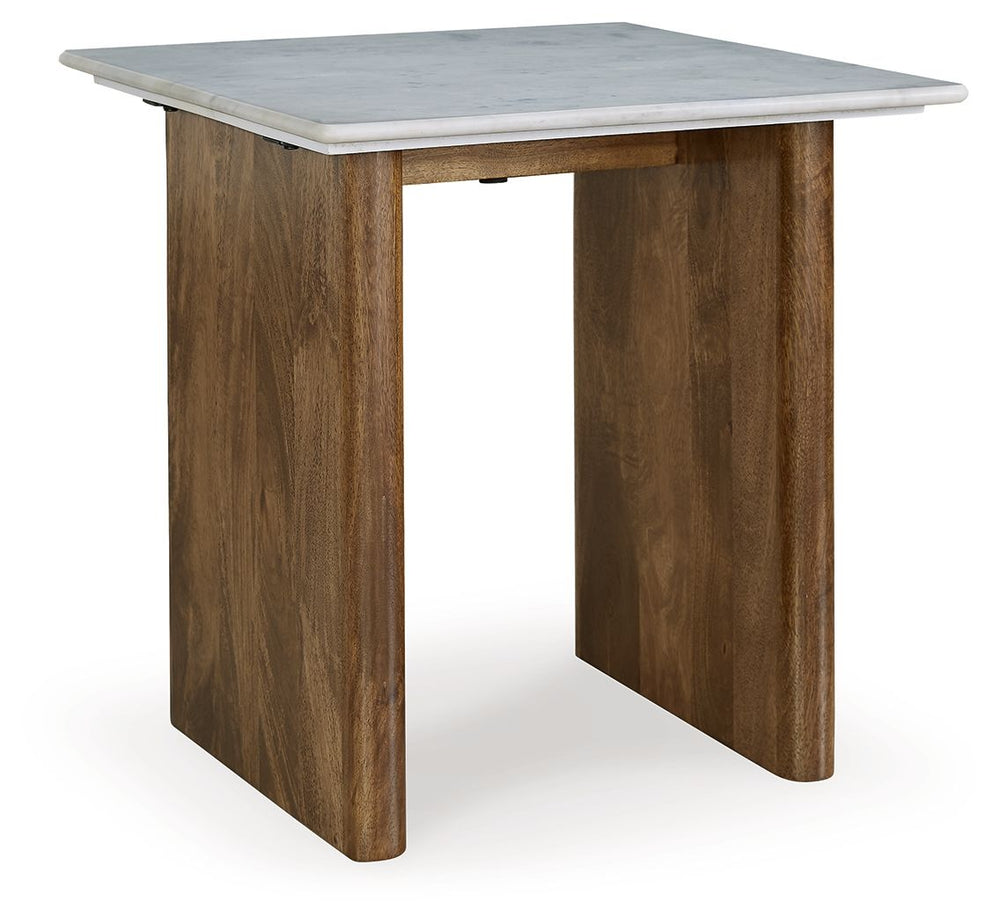 Isanti - Rectangular End Table - Light Brown / White