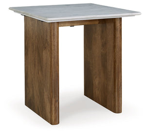 Isanti - Rectangular End Table - Light Brown / White