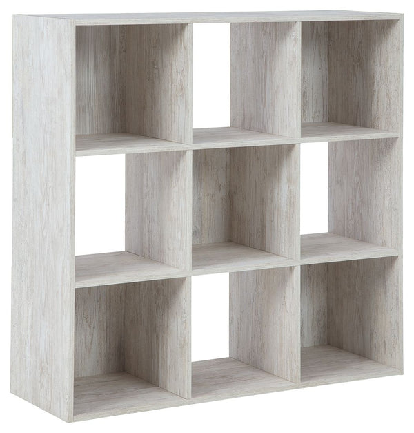 If itâ€™s coastal chic or cottage quaint style you long for, the Paxberry whitewashed nine-cube organizer invites you to go to town. Its distinctive weatherworn finish conveys an easy-breezy sensibility, perfect for a restful bedroom retreat. Open and clo
