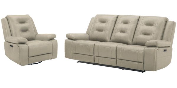 Caldwell - Power Reclining Sofa And Recliner - Tahoe Fog