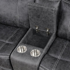 Zubaida - Power Motion Loveseat With USB - Dark Gray Polish Microfiber