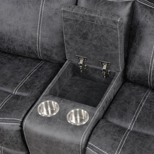Zubaida - Power Motion Loveseat With USB - Dark Gray Polish Microfiber