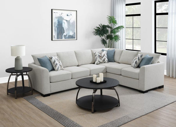  this sectional features neutral upholstery w