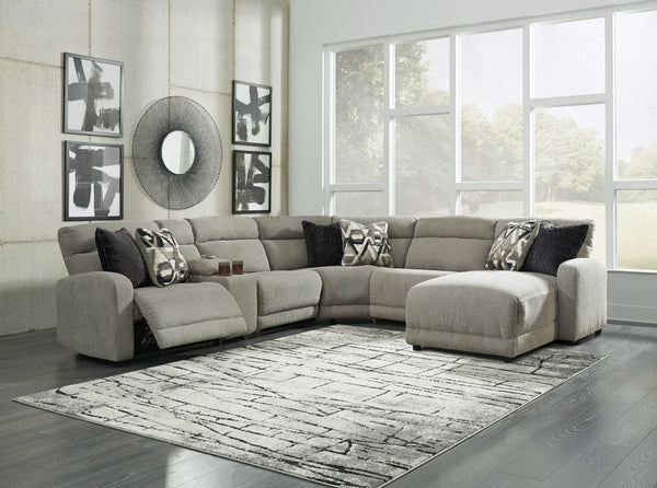 Colleyville - Stone - 6-Piece Power Reclining Sectional With Raf Press Back Power Chaise
