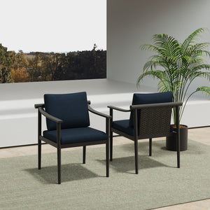 Moana - Patio Side Chair Blue Cushions (Set of 2) - Blue