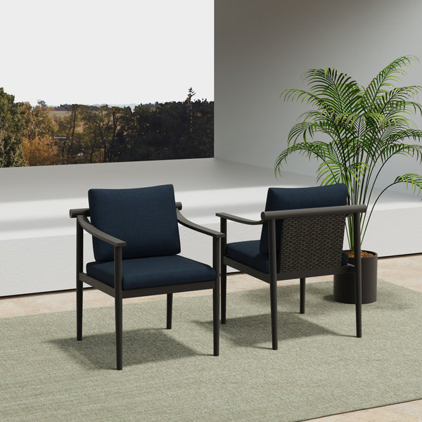 Moana - Patio Side Chair Blue Cushions (Set of 2) - Blue