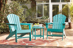 Ashley Express. Made with virgin high density poly-ethylene material. All with textured grain turquoise finish. <h4><b>Sundown Treasure - Turquoise - Adirondack Chair</b></h4> <table width=-"100%-"><colgroup><col style=-"width: 30%