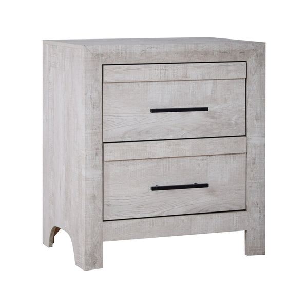 Meet the Biscayne 2 Drawer Nightstand, meticulously crafted with durable manufactured wood and adorned with an Eco-Friendly decorative laminate for enduring strength and stability. Its Driftwood finish creates a light, airy ambiance, perfect for unwinding