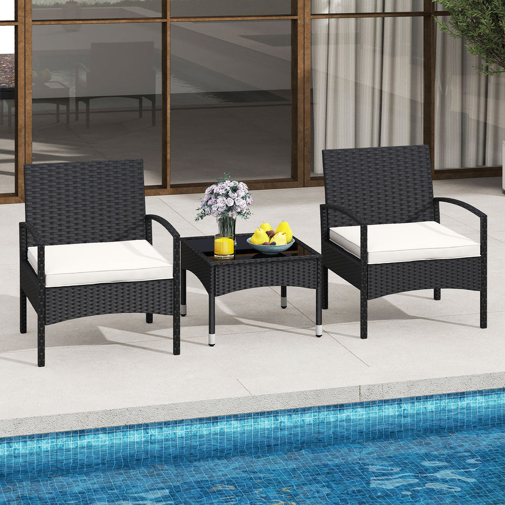 Premium hand-woven PE rattan for lasting outdoor charm<br>Soft seat cushions provide a cozy seating experience<br>Curved backrest and armrests for ergonomic support<br>Removable zippered covers for easy cleaning and maintenance<br>Stylish coffee table kee