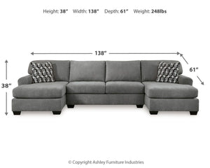 Birkdale Court - Gray - 3-Piece Sectional With LAF And RAF Corner Chaises