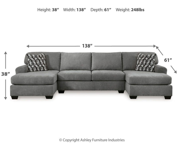 Birkdale Court - Gray - 3-Piece Sectional With LAF And RAF Corner Chaises