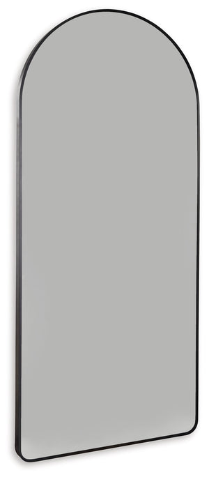 Beauty reflects in contemporary style with this floor mirror. Its black-finished metal creates a lovely curved frame. Standing almost six feet high