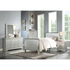 Bring casual elegance into your home with the Louis Phillipe III bedroom collection. An eye-catching sleigh bed lies at the heart of this classic bedroom set. Crafted with selected wood and veneers is available in different finishes to choose. This beauti