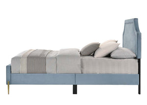 Milla - Queen Bed - Light Blue Velvet