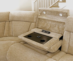 Dalton - 7 Piece Modular Power Reclining Sectional With Power Adjustable Headrests - Lucky Fawn
