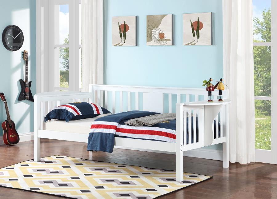 Create a spot to relax in your home office or freshen up a teen-'s bedroom with a contemporary wood daybed. Perfect for a casual look and feel, it features a neutral finish over pine and plywood construction, offering classic energy in an updated package.