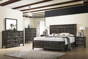 The Andover Wood 6-Piece Bedroom Set in Nutmeg Brown offers a comprehensive and stylish solution for your bedroom, combining durability, functionality, and timeless design. This set includes a Panel Bed, Dresser, Mirror, two Nightstands, and a Chest, all 