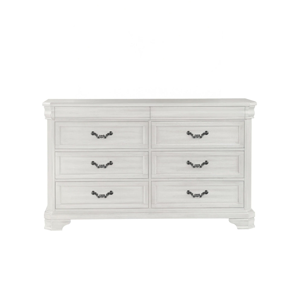 Introducing the Lyndhurst Dresser in Vintage Whiteâ€”a blend of timeless elegance and practical functionality. Crafted from solid Acacia, Acacia veneers, and manufactured wood, this dresser ensures enduring strength and durability. Its heirloom white fini