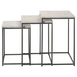 Medora - 3 Piece Marble Top Nesting Table Set - White