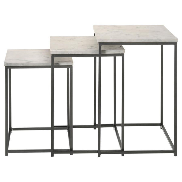 Medora - 3 Piece Marble Top Nesting Table Set - White