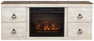 Willowton - Whitewash - 5-Piece Entertainment Center With Electric Fireplace