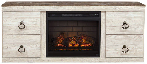 Willowton - Whitewash - 5-Piece Entertainment Center With Electric Fireplace